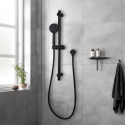 Round Black Adjustable Shower Rail with Round Black Handheld Shower Round Black Adjustable Shower Rail with Round Black Handheld Shower